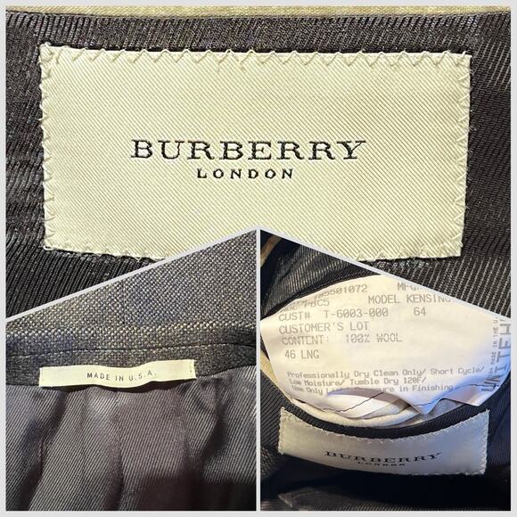 Burberry London Mens 46L Brown Blue Hopsack Basket Weave Blazer Sport Jacket - Picture 15 of 15